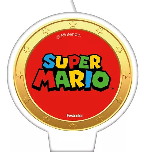 Vela Plana de Aniversário Festa Super Mario - Pavio Mágico