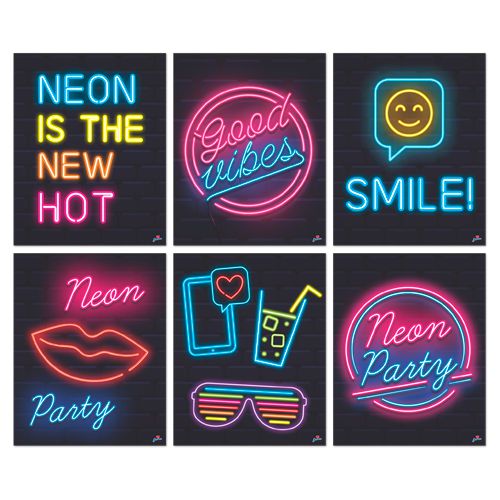 Cartaz Decorativo Neon - 8 unidades