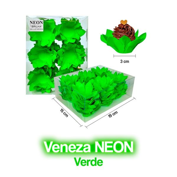 Forminha Veneza Verde Neon - 40 unidades