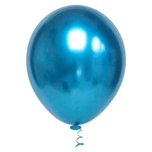 Balão Platinado Cromado Azul 9 Polegadas (23cm) - 25 Unidades