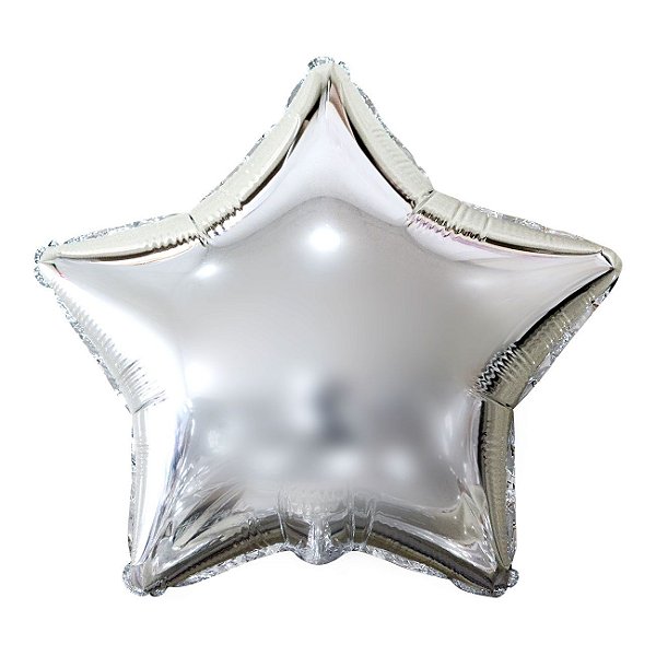 Balão Metalizado Estrela Prata - 50cm - Flutua Com Gás Hélio