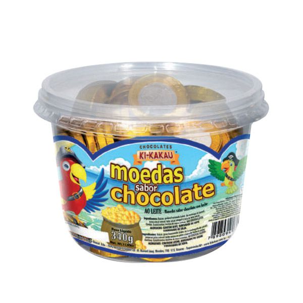 Moedas Chocolate 1 Real Pote 340 gramas Aprox. (80Un.) - Marca Ki-Kakau