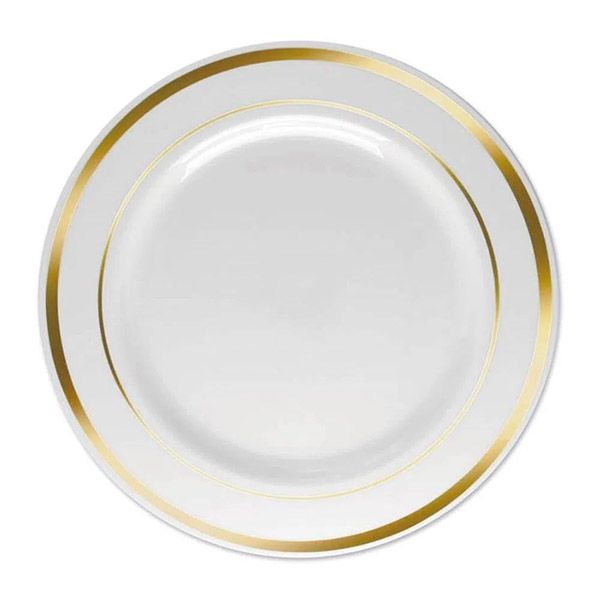Prato de Refeição 26cm Borda Dourada - 6 unidades