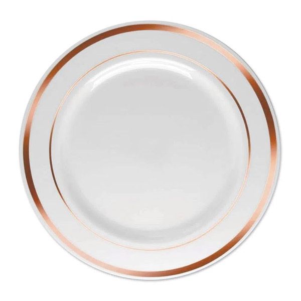 Prato de Refeição 26cm Borda Rose - 6 unidades