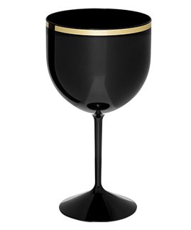 Taça de Gin Preta com Borda Dourada