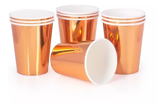 Copo de Papel Liso Rose Gold - 10 Unidades