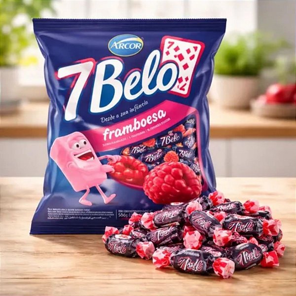 Bala 7 Belo Framboesa – 500g (aprox. 100 unidades)