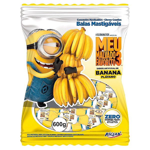 Bala Mastigável Minions Sabor Banana - 500 gramas