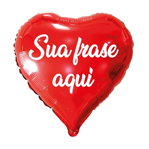 Balão Metalizado Coração Personalizado - Letra Alegra Branca