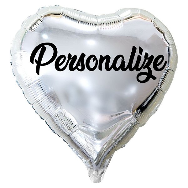 Balão Metalizado Coração Personalizado - Letra Alegra Preta