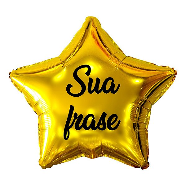 Balão Metalizado Estrela Personalizado - Letra Alegra Preta