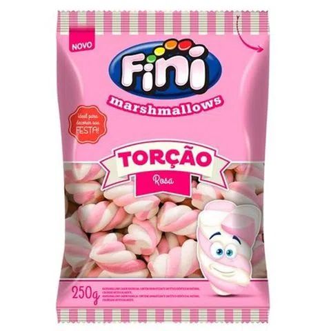 Marsmallow Fini Torção Rosa - 250 gramas