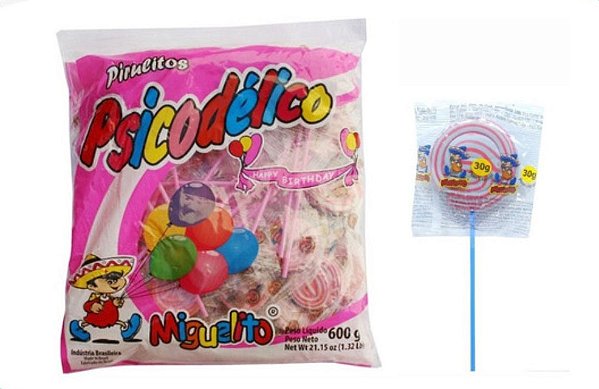 Pirulito Psicodélico Rosa - Pacote c/40 Pirulitos - 450 gramas