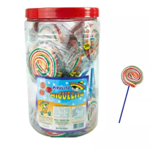 Pirulito Psicodélico Tutti Frutti Miguelito - Pote 30 Unidades - 900g