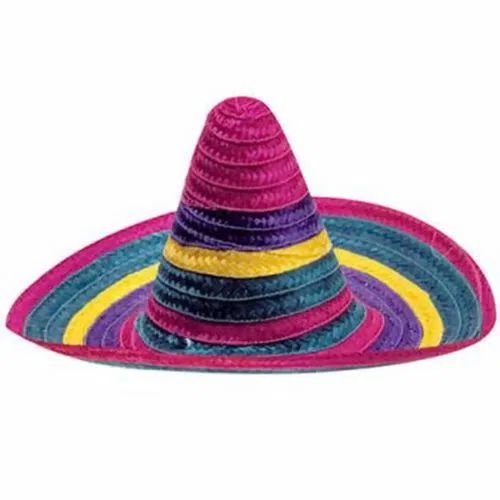 Chapéu Mexicano Colorido Palha 55cm