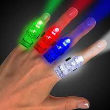 Anel Led Laser Finger Feixe de Luz - Cartela com 4 Unidades Sortidos