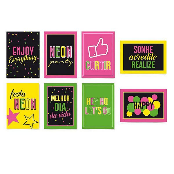 Cartaz Decorativo Neon Cromus - 8 unidades