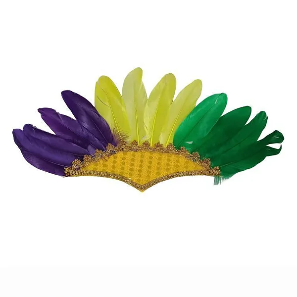 Cocar Festa Indígena com Penas Coloridas