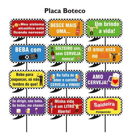Plaquinhas para Foto Boteco - 10 unidades