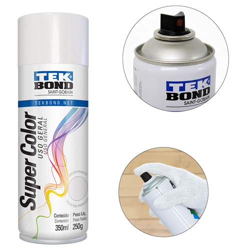 Tinta Spray Uso Geral Branco Brilhante 350Ml 250G - Tekbond