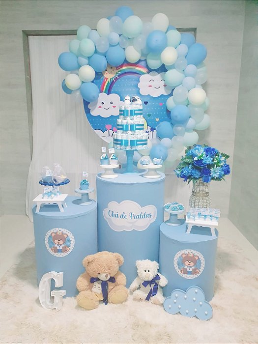 Aluguel - Kit 3 Mesas Cilindro  Com Malha Colorida