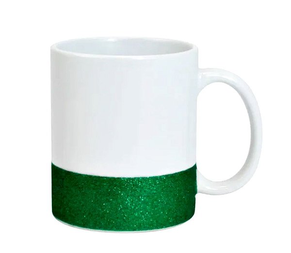 Caneca Faixa de Glitter Verde 325ml