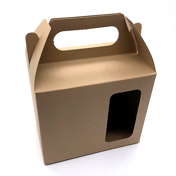 12 Caixinhas Kraft para Caneca Com Visor Quadrado