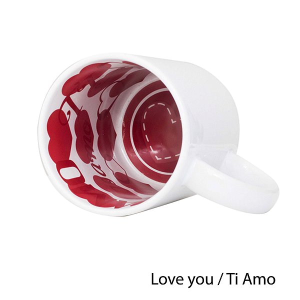 Caneca Branca Temática Interior Corações Ti Amo