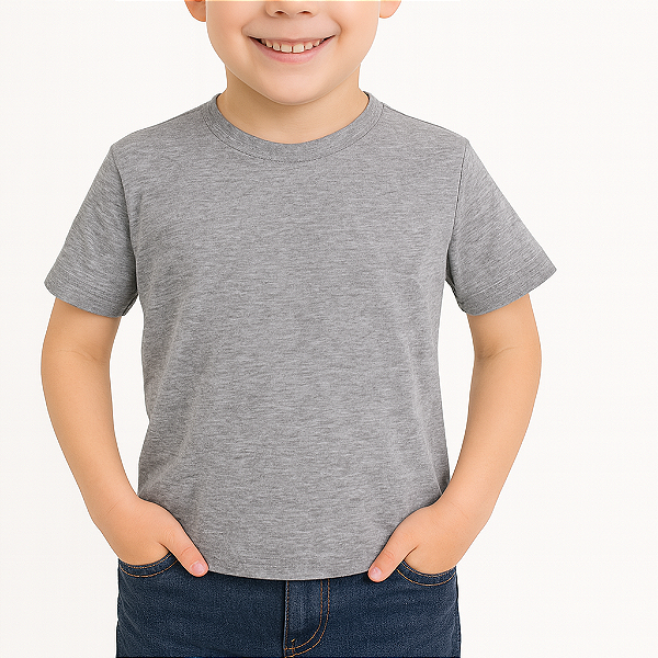 Camiseta Infantil CINZA MESCLA 100% Poliéster