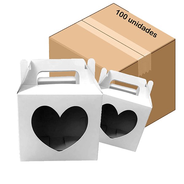 100 Caixinhas Sublimável para Caneca com Visor Coração
