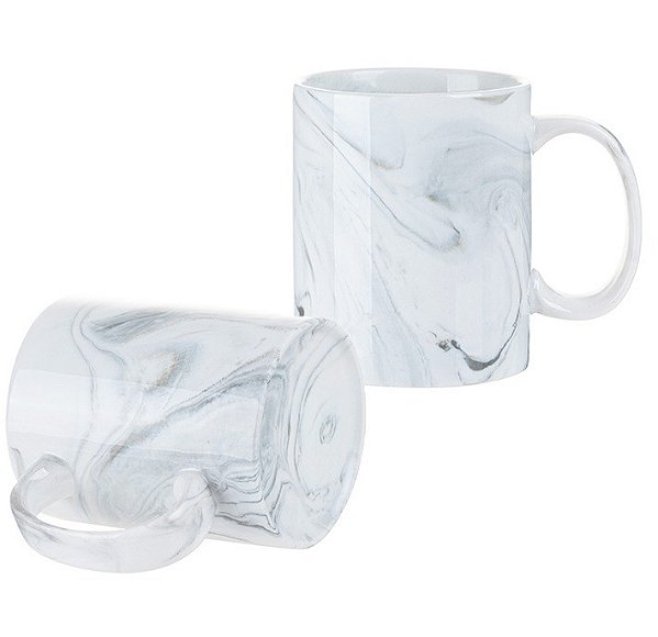 Caneca Cerâmica Mármore Cinza