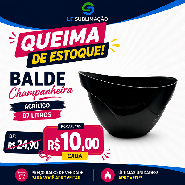Balde Champanheira Acrílico Preto