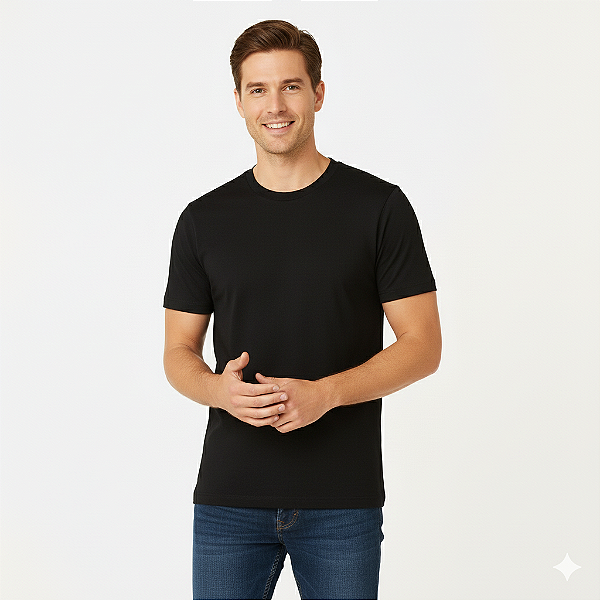 Camiseta Preta Tradicional 100% Poliester