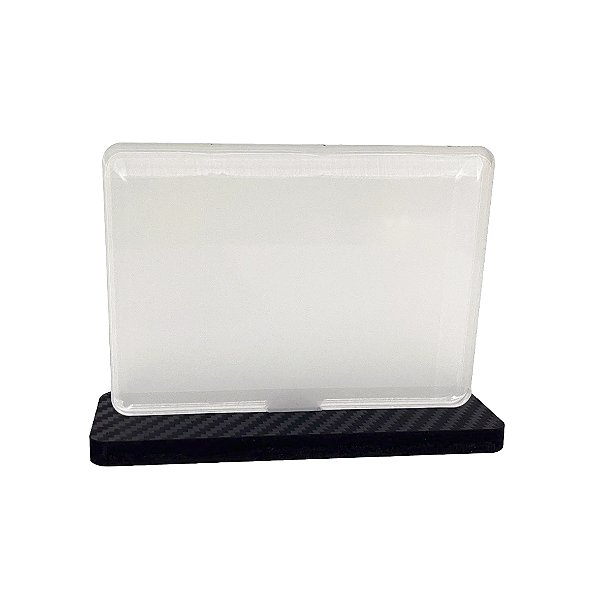 Placa Mini 10x7cm Acrilico Retroverso Base 6mm Adesivo Fibra Preta