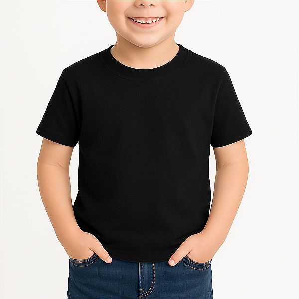 Camiseta Infantil PRETA 100% Poliéster