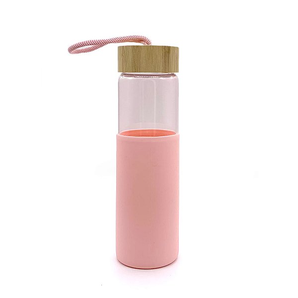 Garrafa Vidro Rose Tampa - Base Silicone