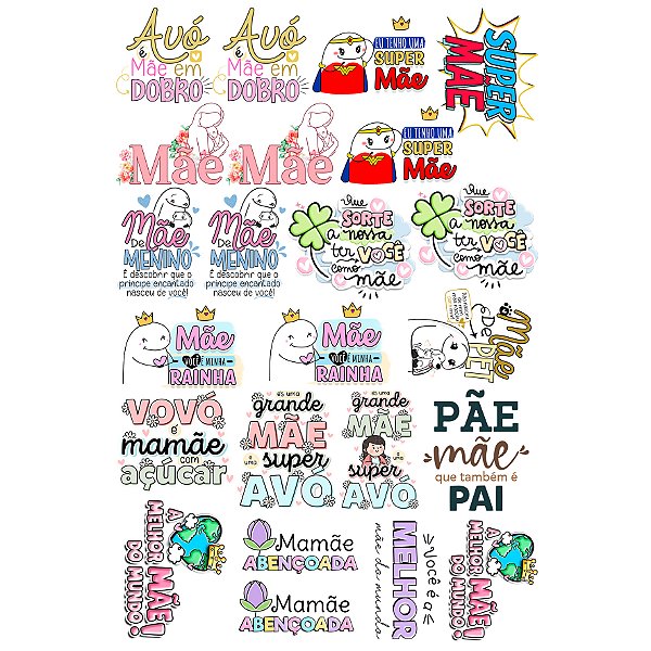 Folha A3 Estampa DTF UV Especial Dia Das Mães - Mod. 02