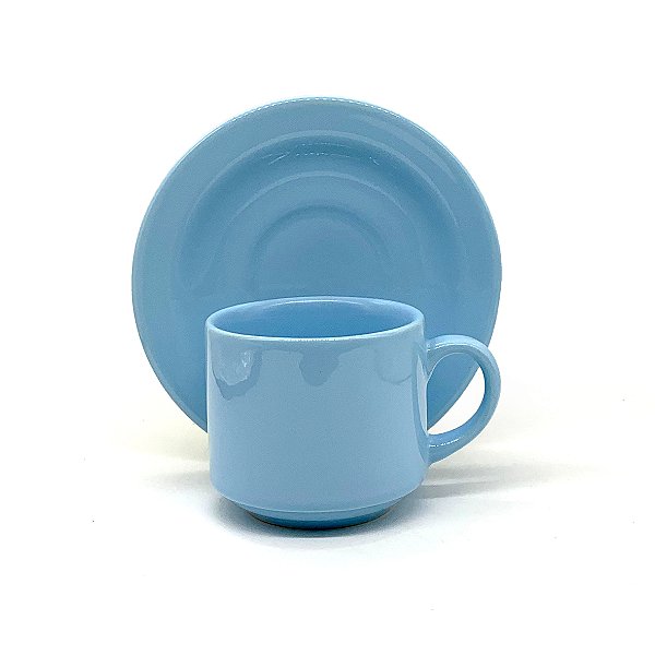 Xícara 180ml Azul Claro Com Pires - Nacional Sublime