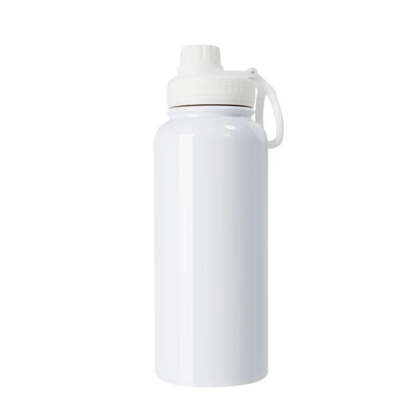 Garrafa Squeeze 900ml Térmica Com Tampa Emborrachada - Branco