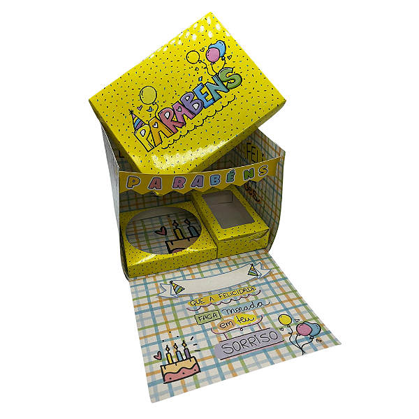 Caixa Cenário Parabéns Amarelo