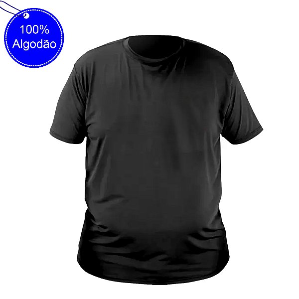 Camiseta Preta 100% ALGODÃO - Plus Size