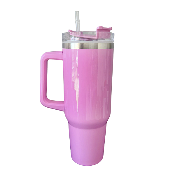 Copo Térmico 1,2 litros LIVE P/ Sublimação Aço Inox BRILHO com Canudo - ROSA PINK