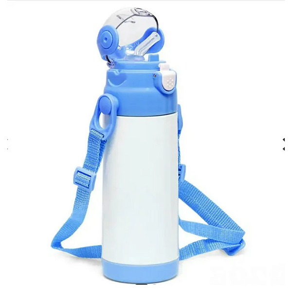 Garrafa Térmica Infantil 350ml c/ Tampa Bico e Alça - Azul