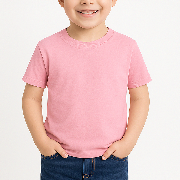 Camiseta Infantil ROSA BEBE 100% Poliéster