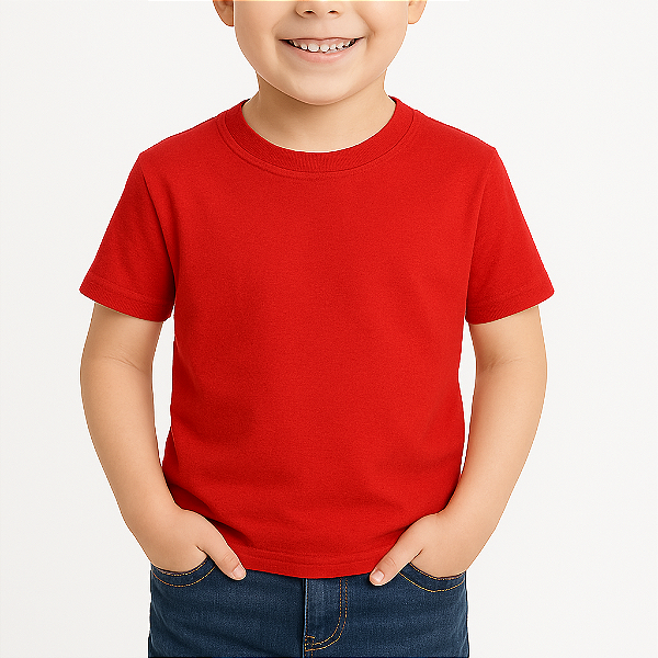 Camiseta Infantil VERMELHA 100% Poliéster