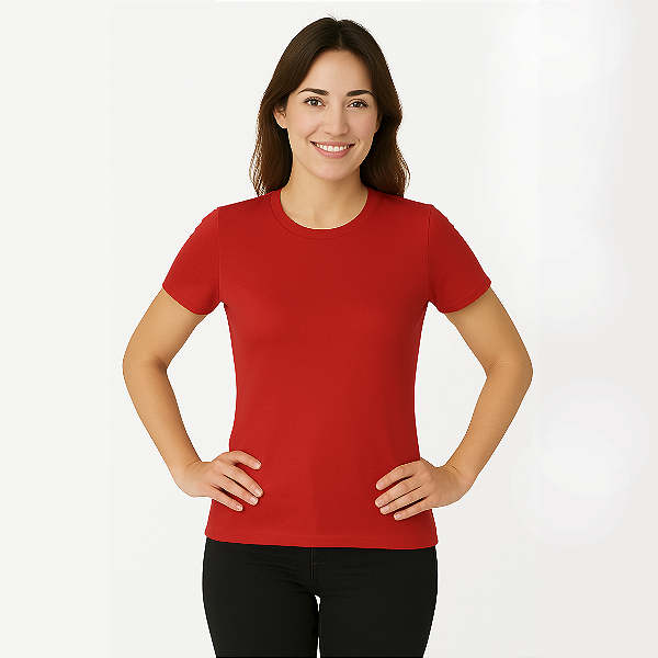 Baby Look Vermelha 100% Poliester