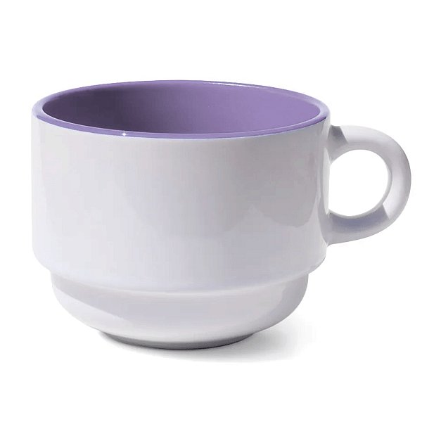 Xícara Branca 150ml com Interior Lilás