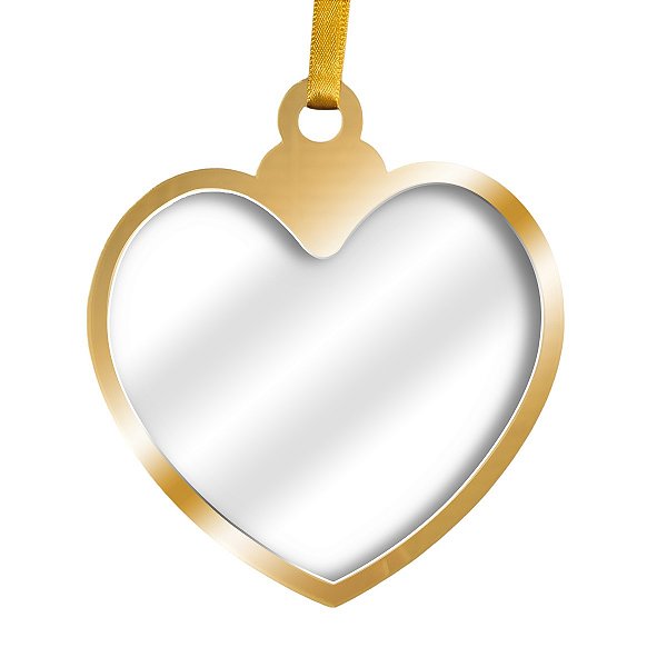 Enfeite Coração OURO c/ ACRILICO CRISTAL Sublimação