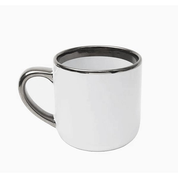 Caneca Imperial Borda e Alça Prata - Branca 400ml