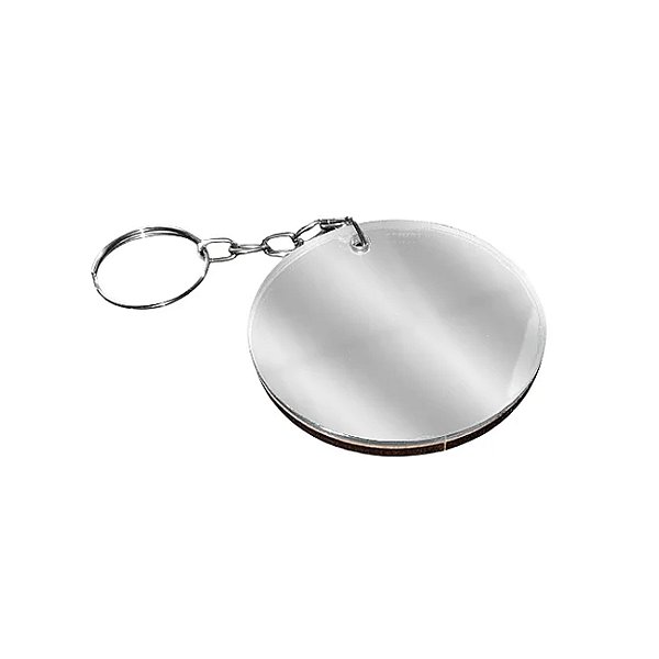 Chaveiro Redondo MDF Com Espelho - pct 5 unidades